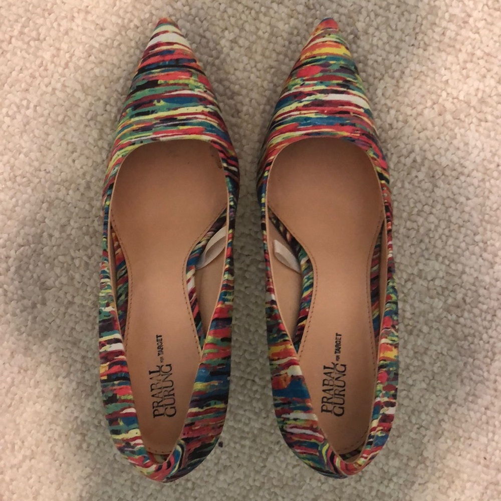 Prabal Gurung for Target rainbow satin heels. Worn once. Size 9